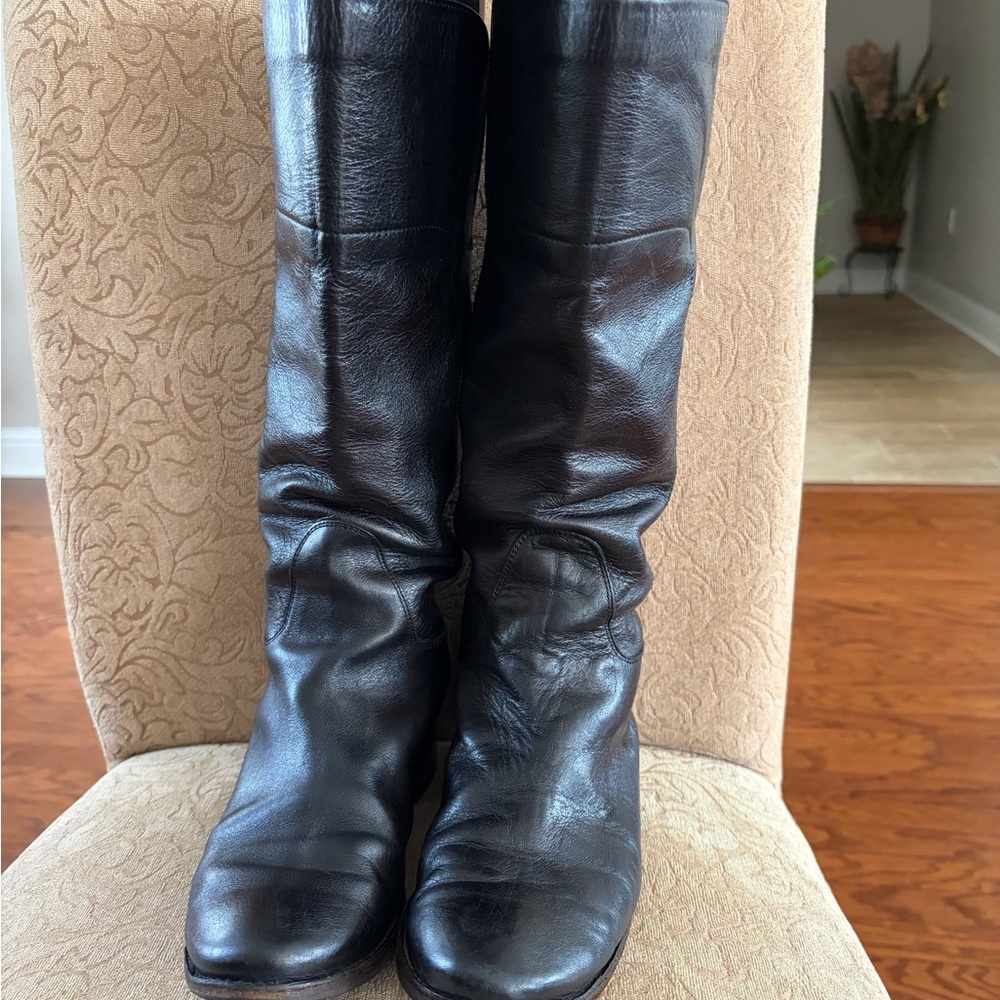 Frye Black Leather Heeled Boots